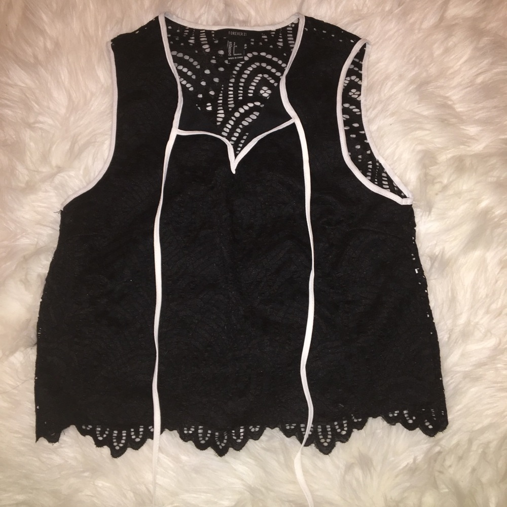Forever 21 Black Lace Sleeveless Top, S - Picture 3 of 6